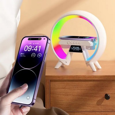 All in One Function Fast Charging Stand Bluetooth Speaker with Wireless Charger