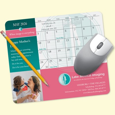 MousePaper® Calendar 18 Month 7.25"x8.5"x.015" Mouse Pad